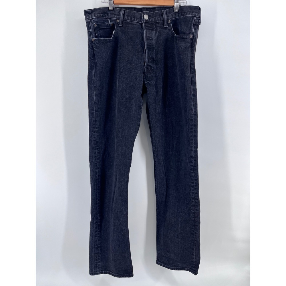 Levi Strauss 501 Original Fit Black Faded Denim Jeans Button Fly W36 L34 Chic